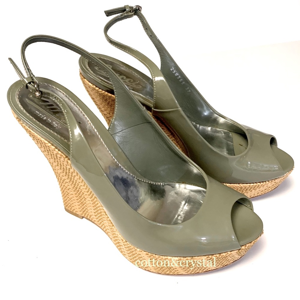 Gucci Wedges Vitello Vernice Sandali